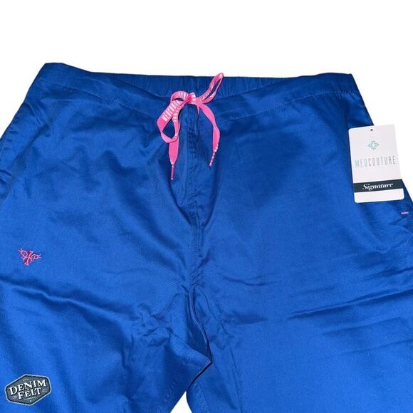 Med Couture Women's Drawstring Scrub Bottom/Pant | Royal Blue/Pink | NEW/NWT! - Picture 4 of 11